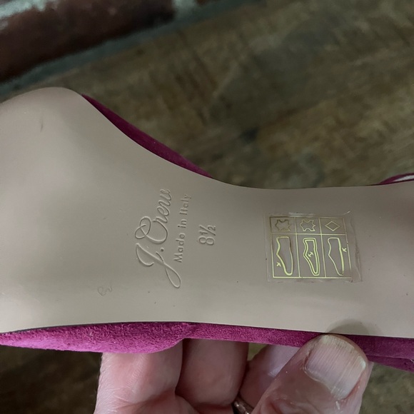 J.Crew kitty heel suede sling back Coulette pumps size 8 1/2 fresh berry nwt - Picture 4 of 5